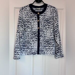 Women's Navy and White Blouse